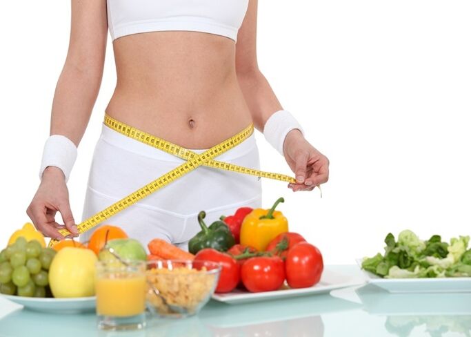 Table with useful products for weight loss